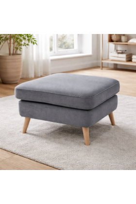 Retro Fußhocker Kelso gepolstert Eichenholzbeine